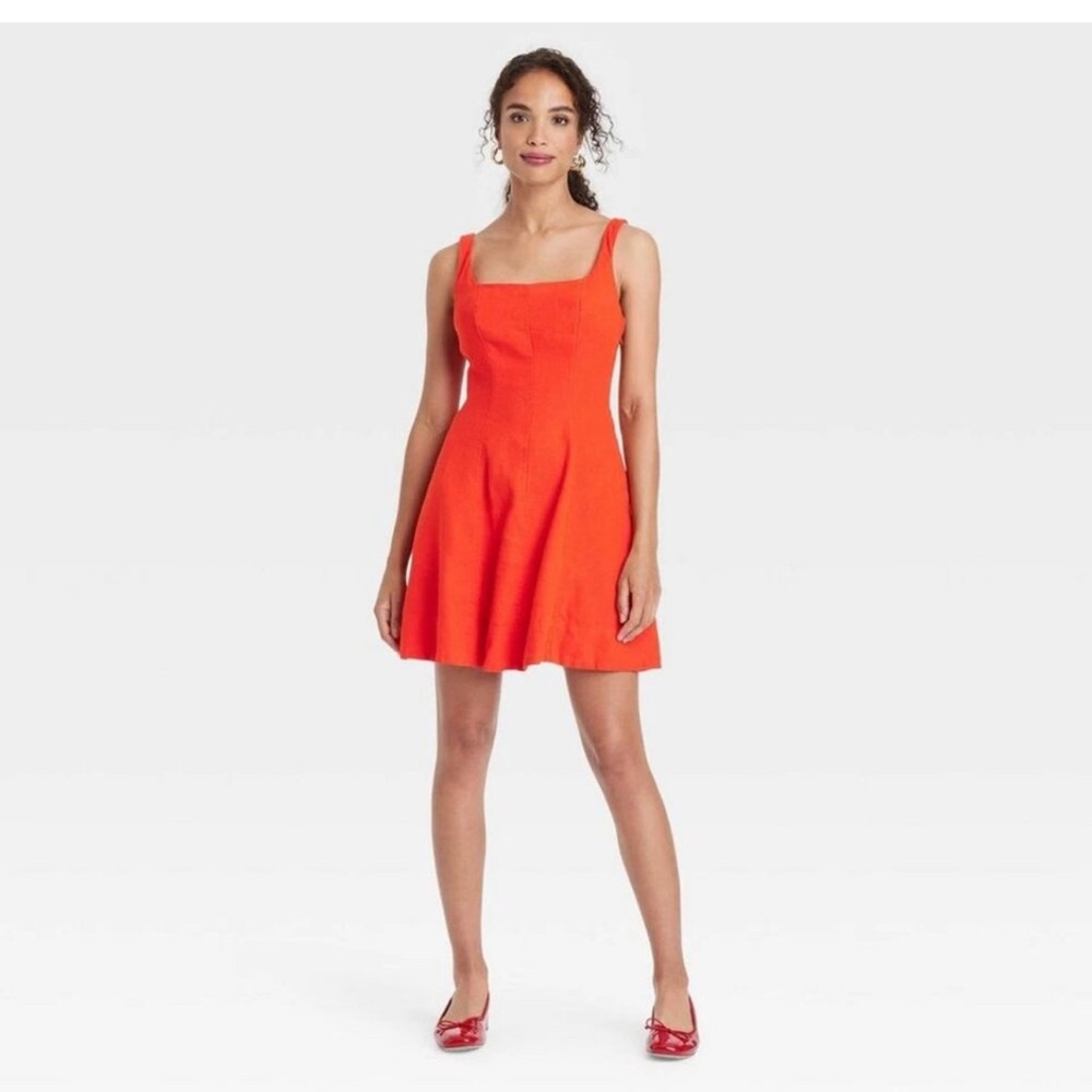 A New Day Red Linen Dress Size 17